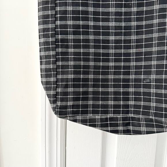 FEED Black White Grid Plaid Brown Leather Strap Tote Bag Nest Artisans - Picture 10 of 11